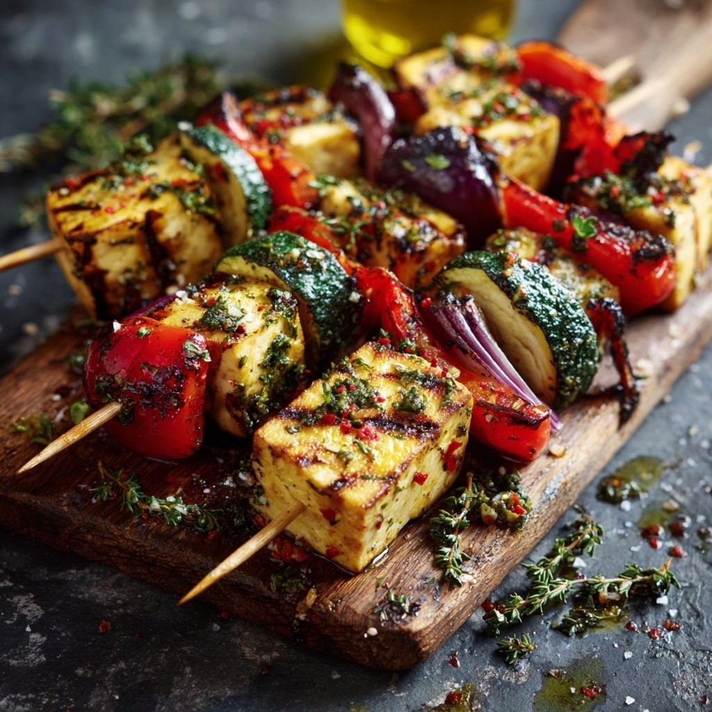Grillspieße Mit Gemüse Und Tofu
