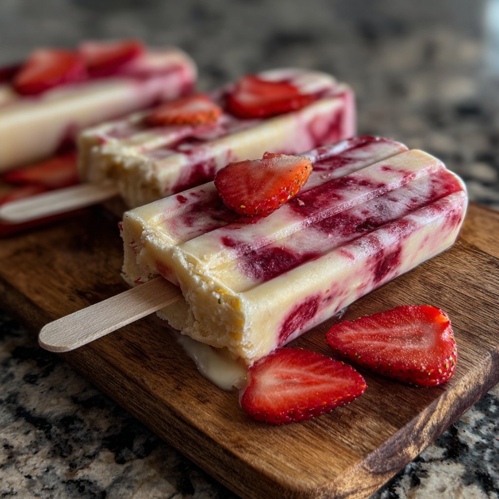 Vanille Erdbeer Eis Am Stiel