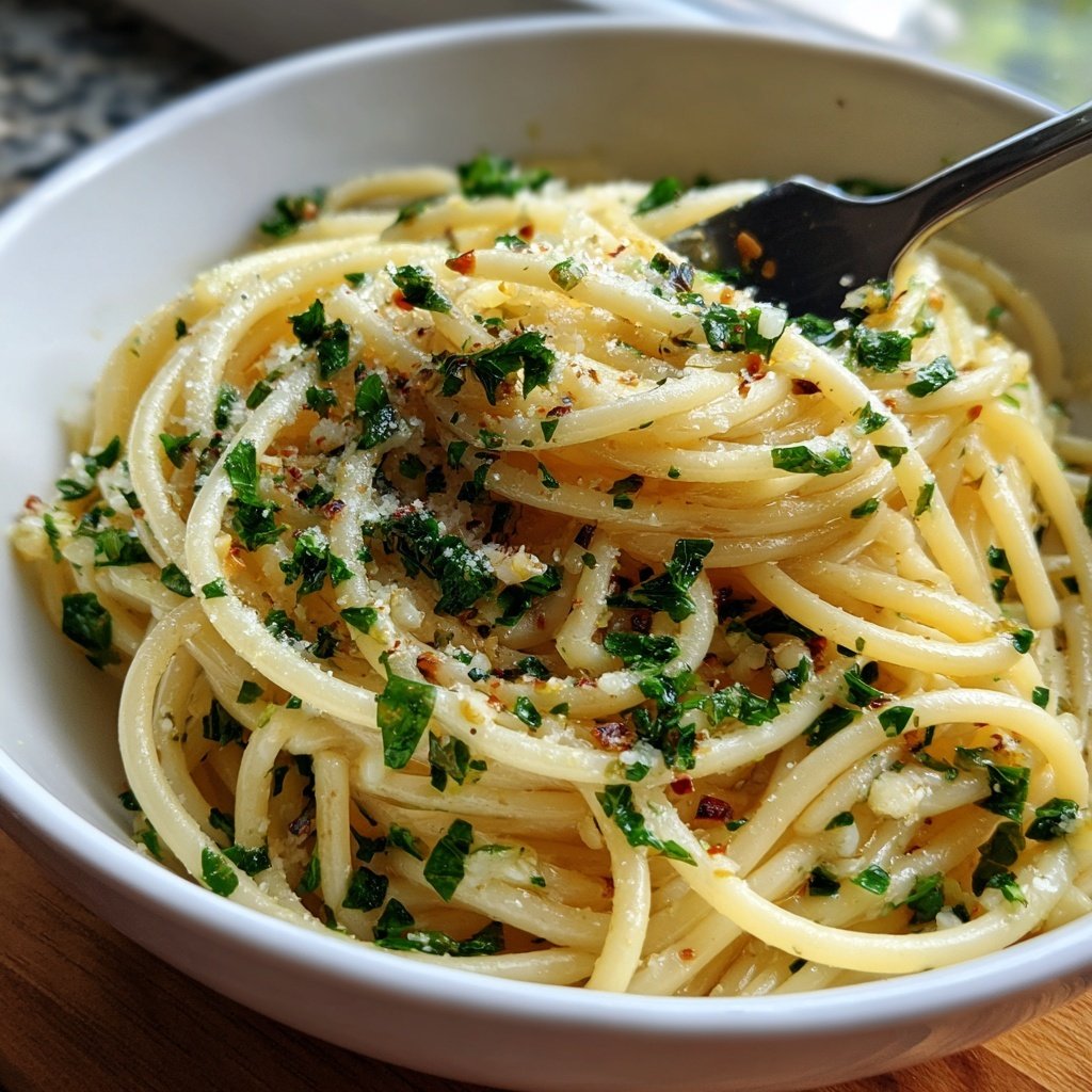 Spaghetti mit Knoblauch und Olivenöl