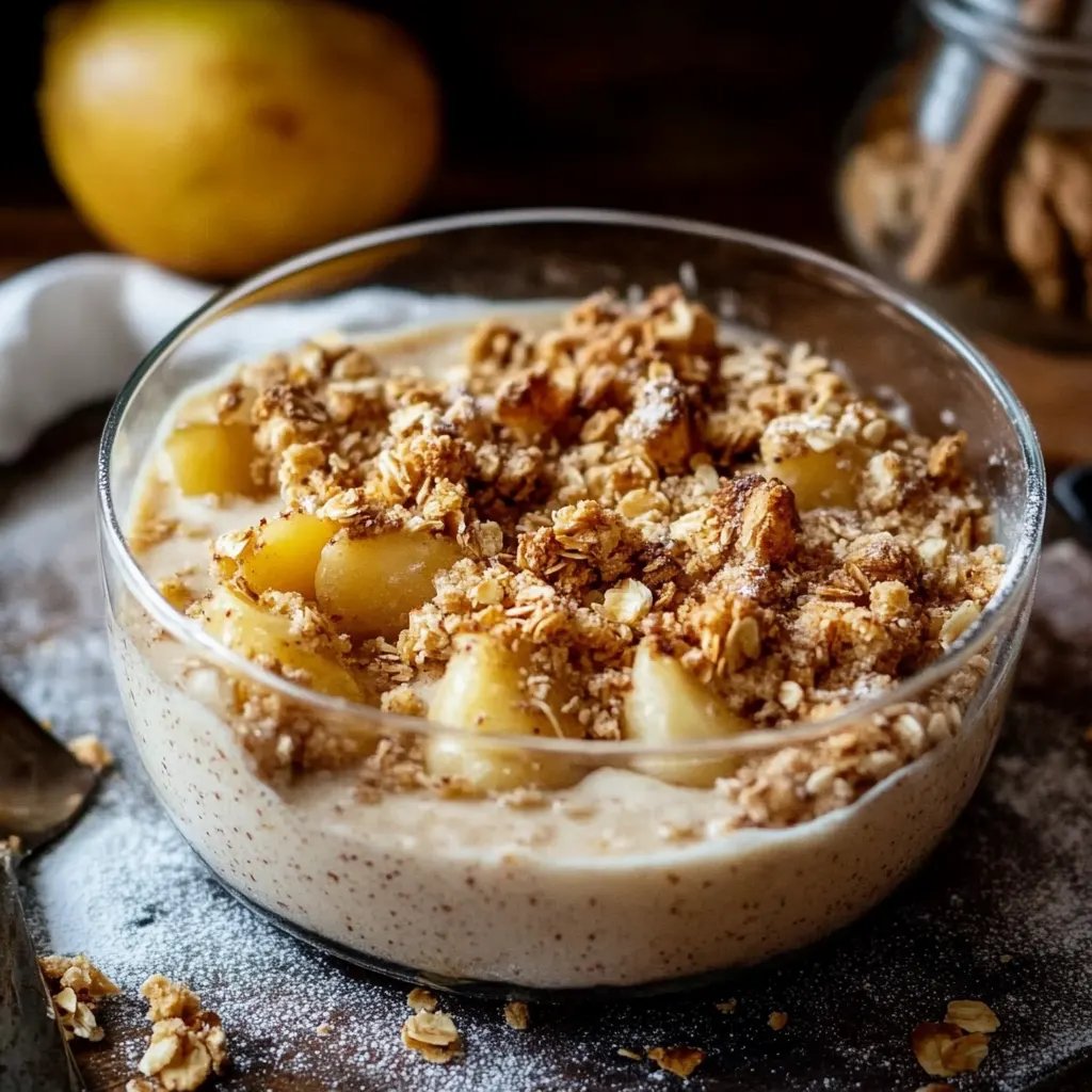 Bratapfel Crumble auf Zimtcreme