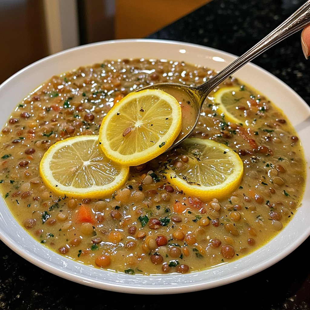 Linsensuppe mit Zitrone