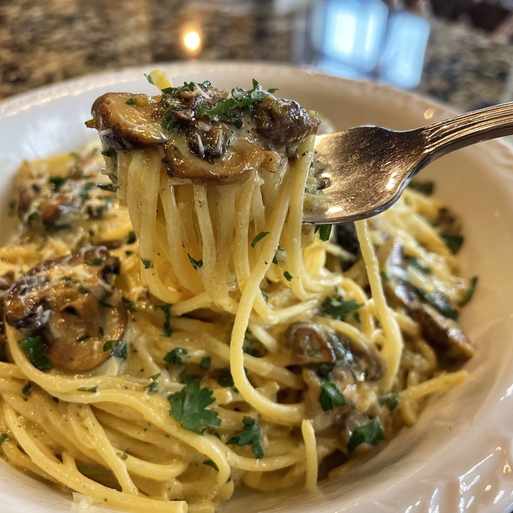 Spaghetti mit cremiger Pilzsauce
