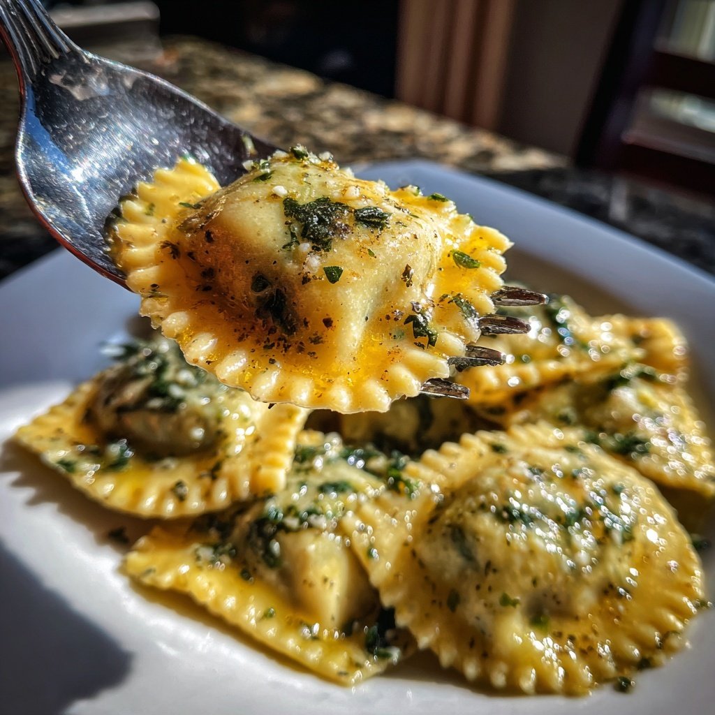 Ravioli mit Spinat und Butter-Salbei-Sauce