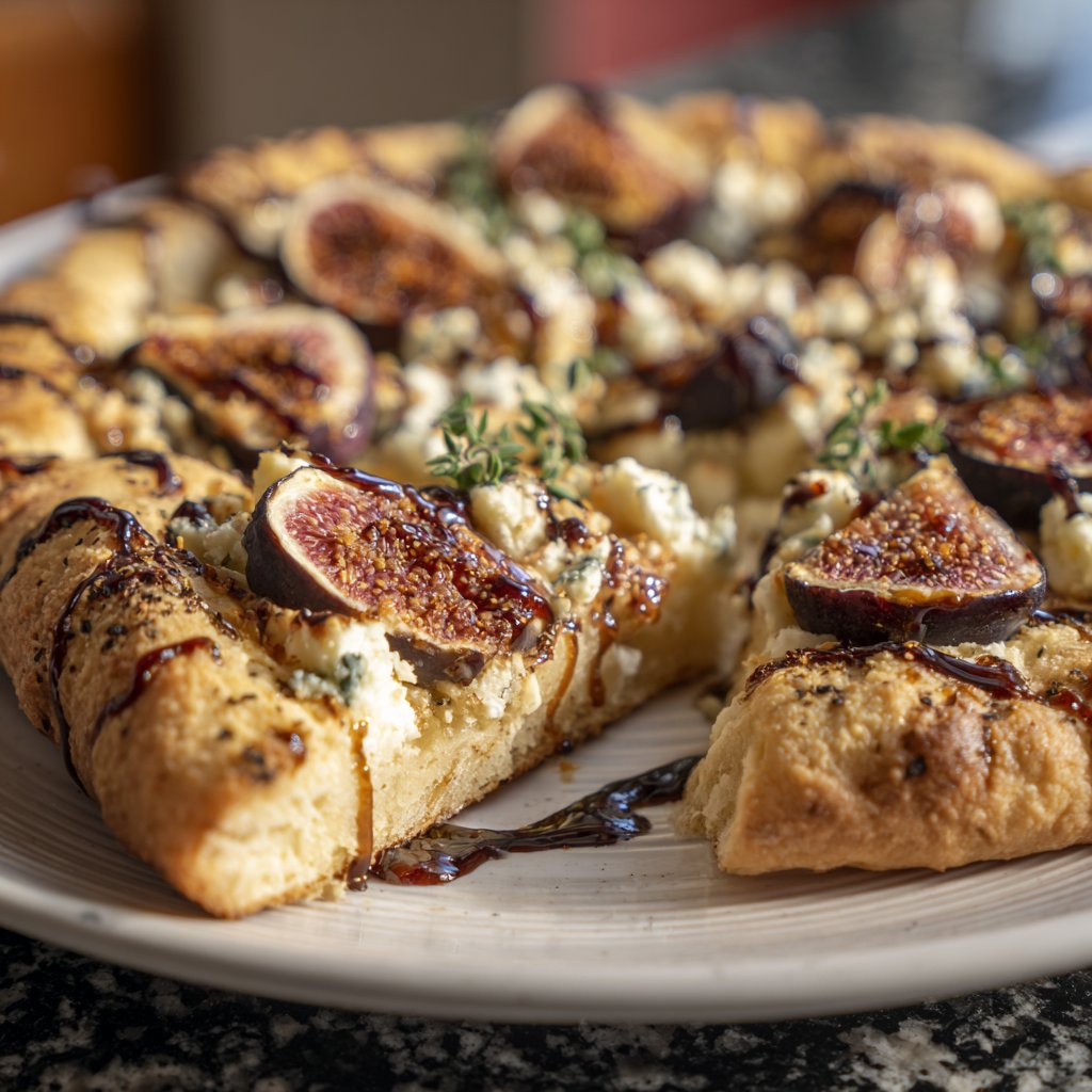 Pizza mit Feigen und Gorgonzola
