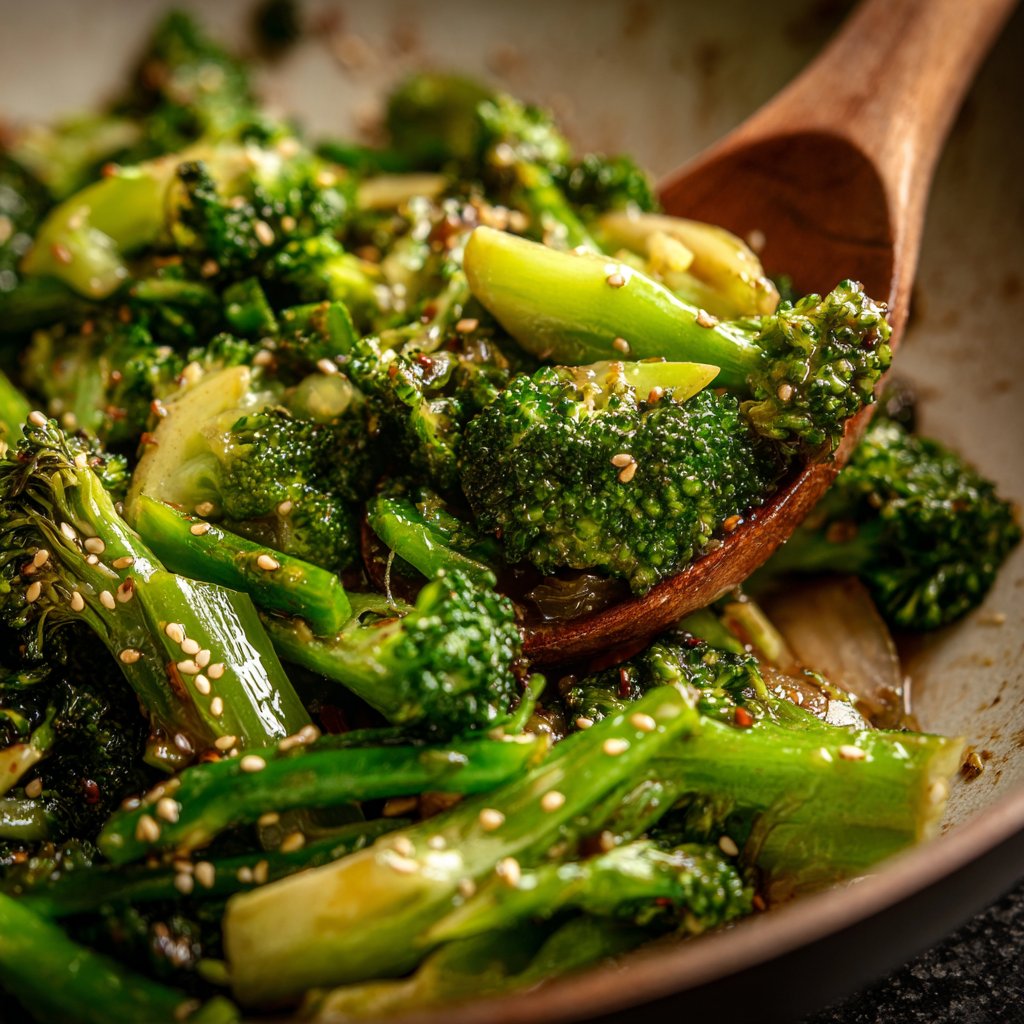 Gemüsepfanne mit Brokkoli und Sesam